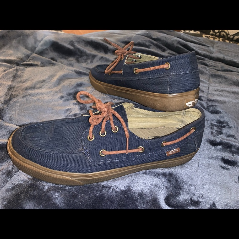 Men's Vans chauffeur boat in Navy / Brown 10.5